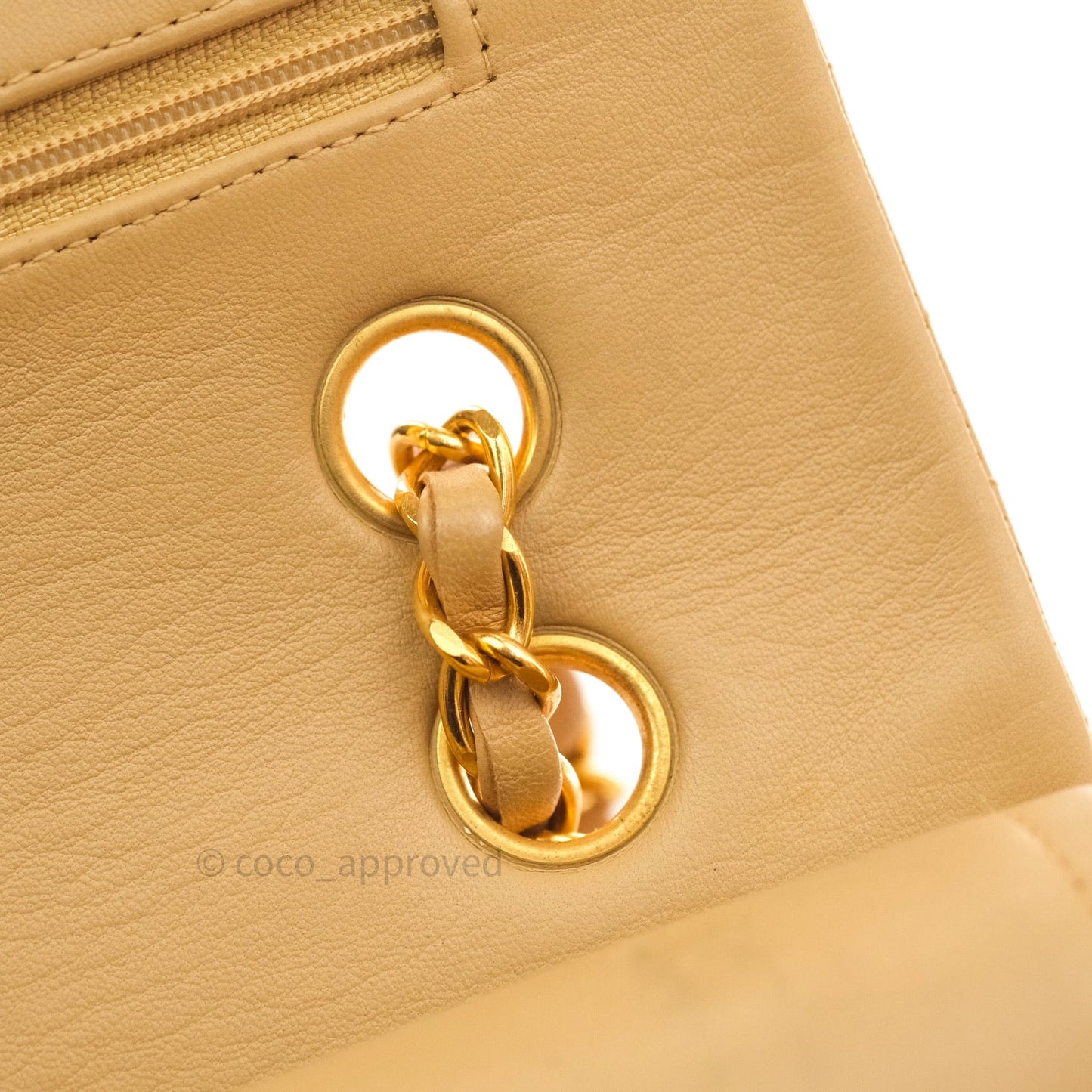 Chanel Vintage M/L Medium Double Flap Bag Beige Lambskin 24K Gold Hardware