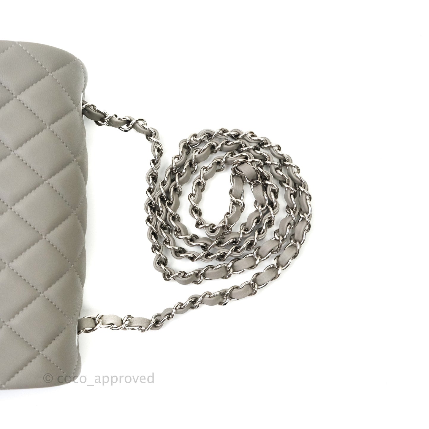 Chanel Quilted Mini Rectangular Flap Grey Lambskin Silver Hardware 19B