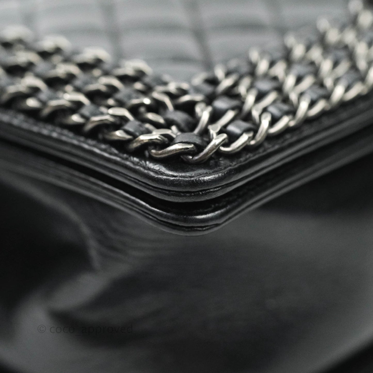Chanel Quilted Chain Around Medium Aged Glazed Calfskin Boy Ruthenium Hardware