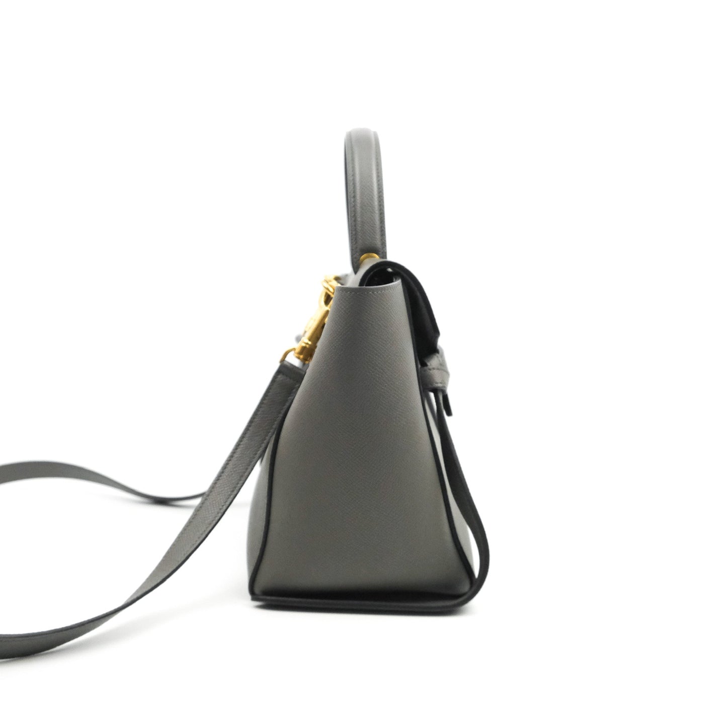 Celine Micro Belt Bag Grey Grained Calfskin Gold Hardware