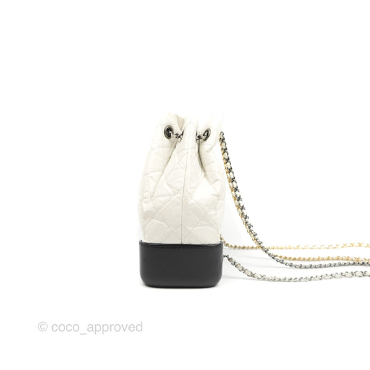Chanel Small Gabrielle Backpack White Black Aged Calfskin