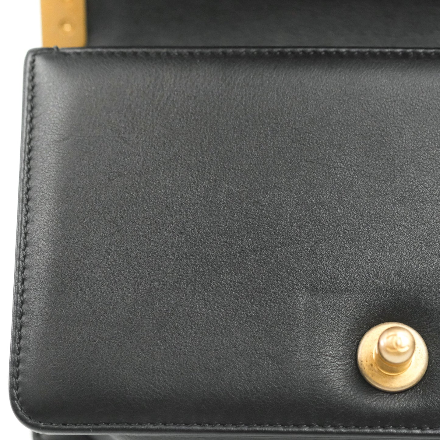 Chanel Quilted Small Boy Black Calfskin Aged Gold Hardware
