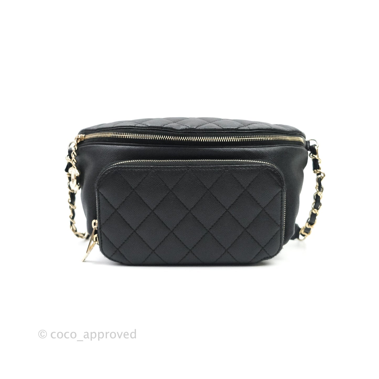 Chanel Quilted Business Affinity Waist Belt Bag Black Caviar Gold Hardware