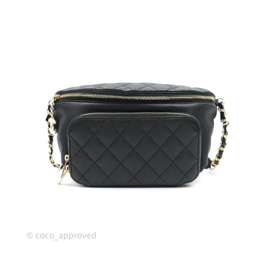 Chanel Quilted Business Affinity Waist Belt Bag Black Caviar Gold Hardware