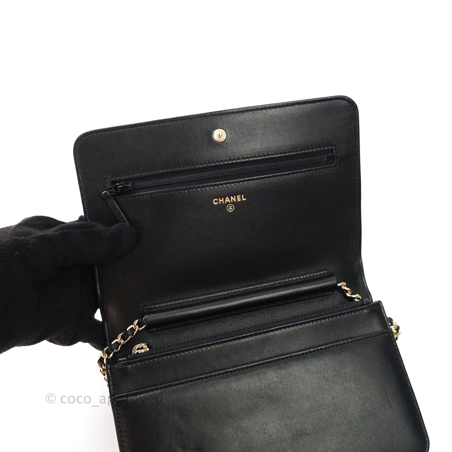 Chanel Quilted Wallet on Chain WOC Black Calfskin Gold Hardware