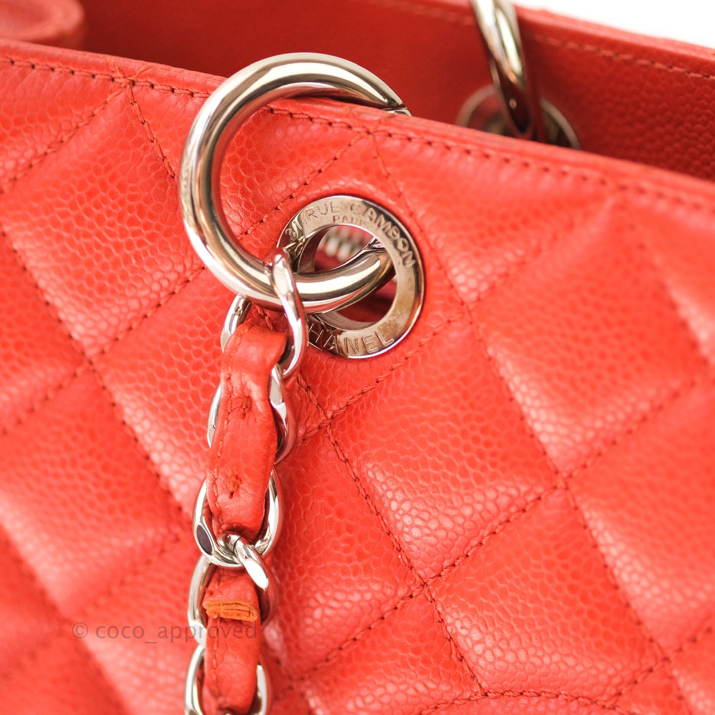 Chanel XL Grand Shopping Tote GST Red Caviar Silver Hardware