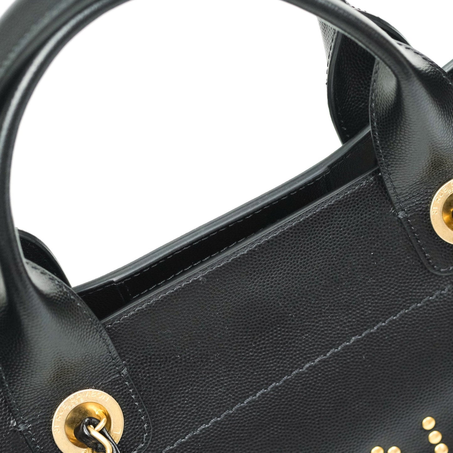 Chanel Small Studded Deauville Tote Black Caviar Gold Hardware