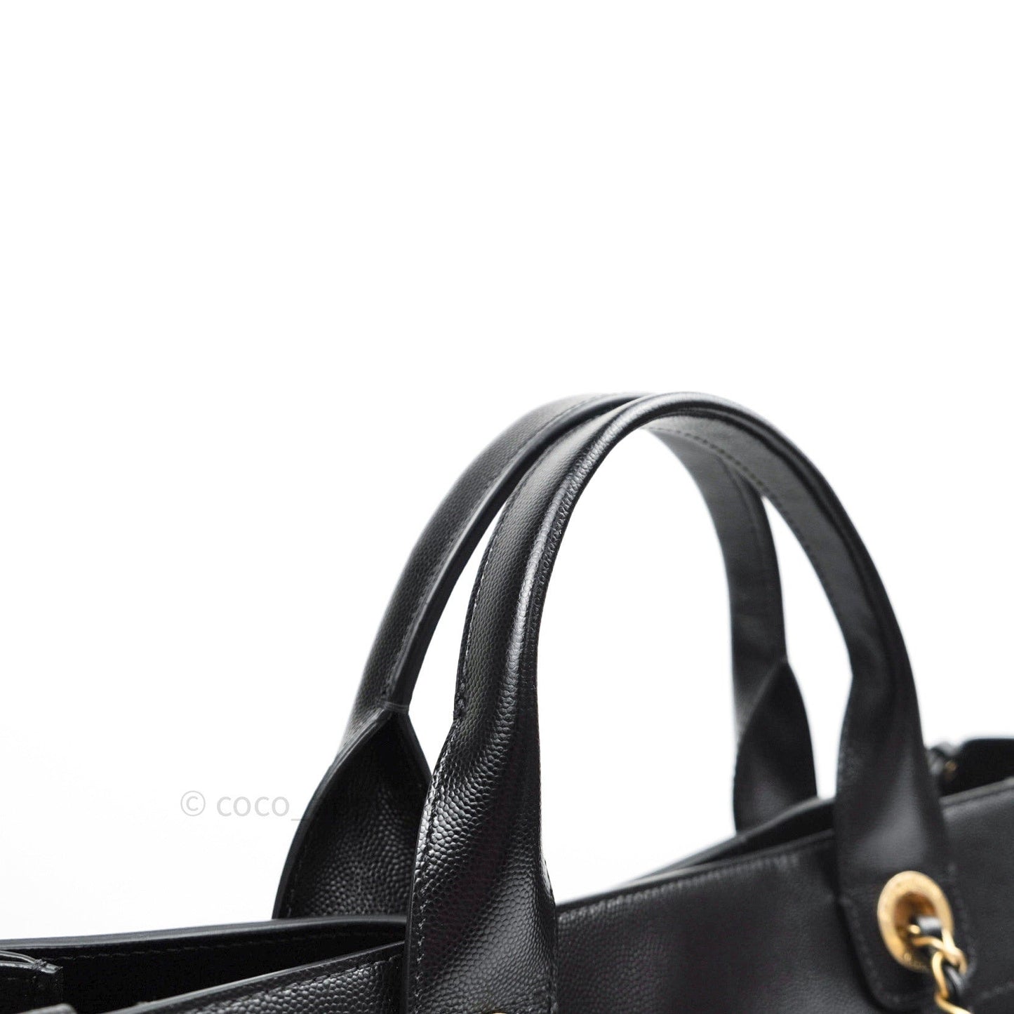Chanel Small Studded Deauville Tote Black Caviar Gold Hardware