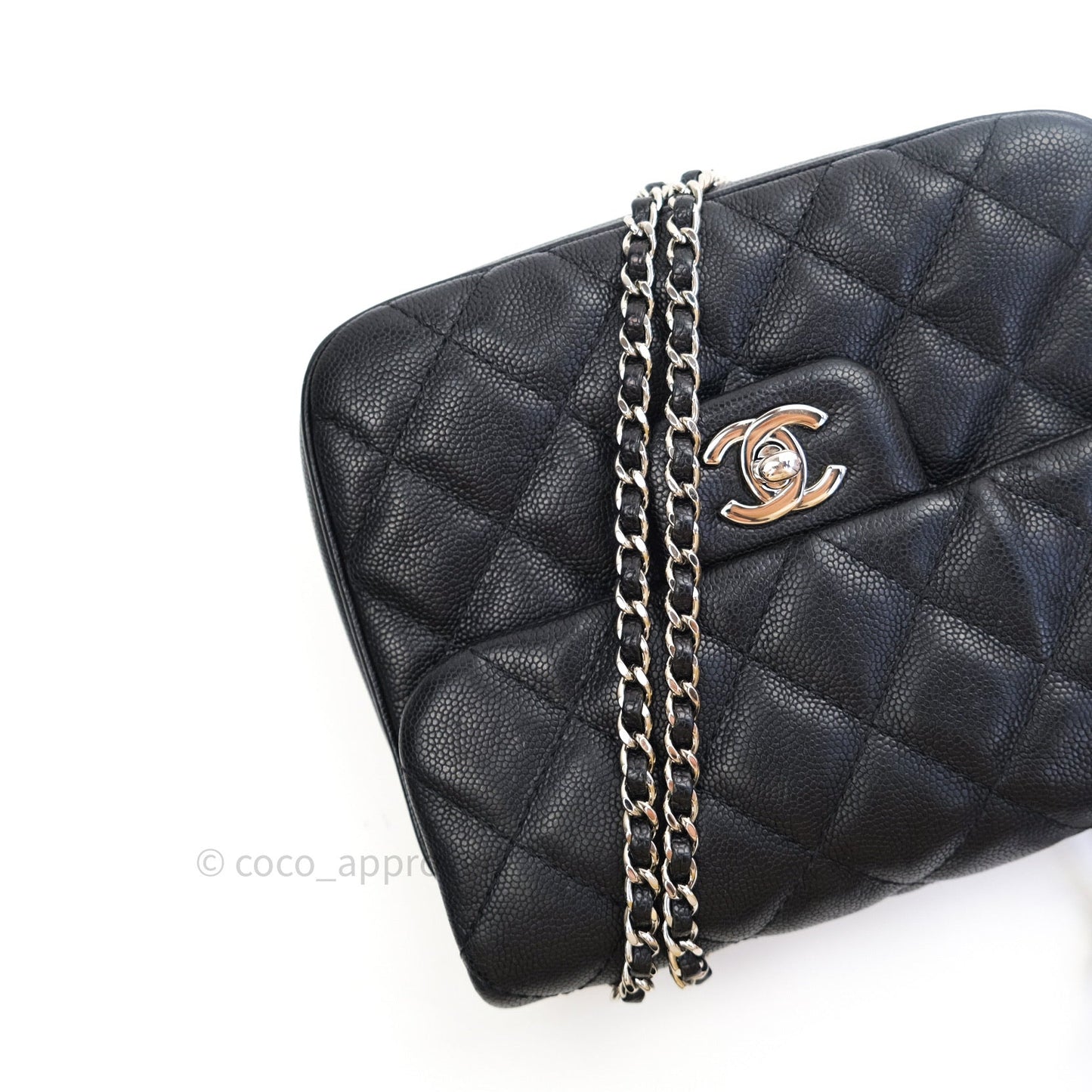 Chane Quilted Small Urban Companion Flap Black Caviar Silver Hardware