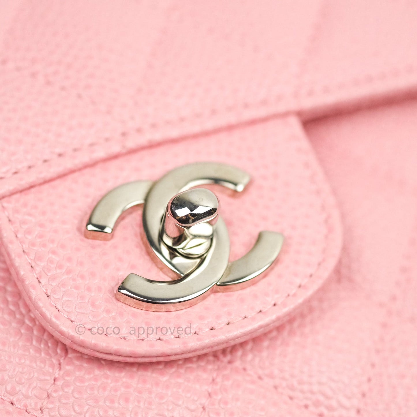 Chanel Classic M/L Medium Double Flap Bag Pink Caviar Silver Hardware