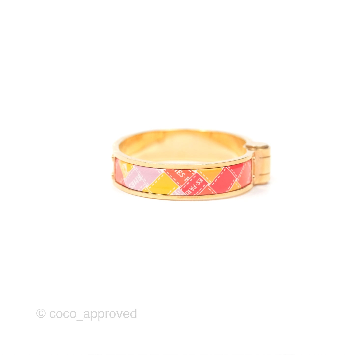Hermès Clic H Enamel Printed Bracelet Rose Dragee Gold PM