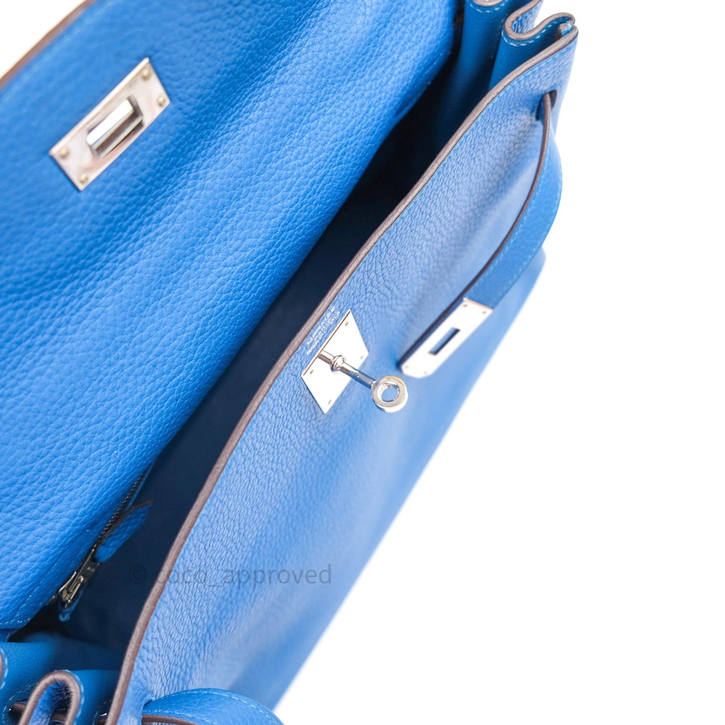 Hermès Kelly Retourne 32 Blue Mykonos Togo Palladium Hardware