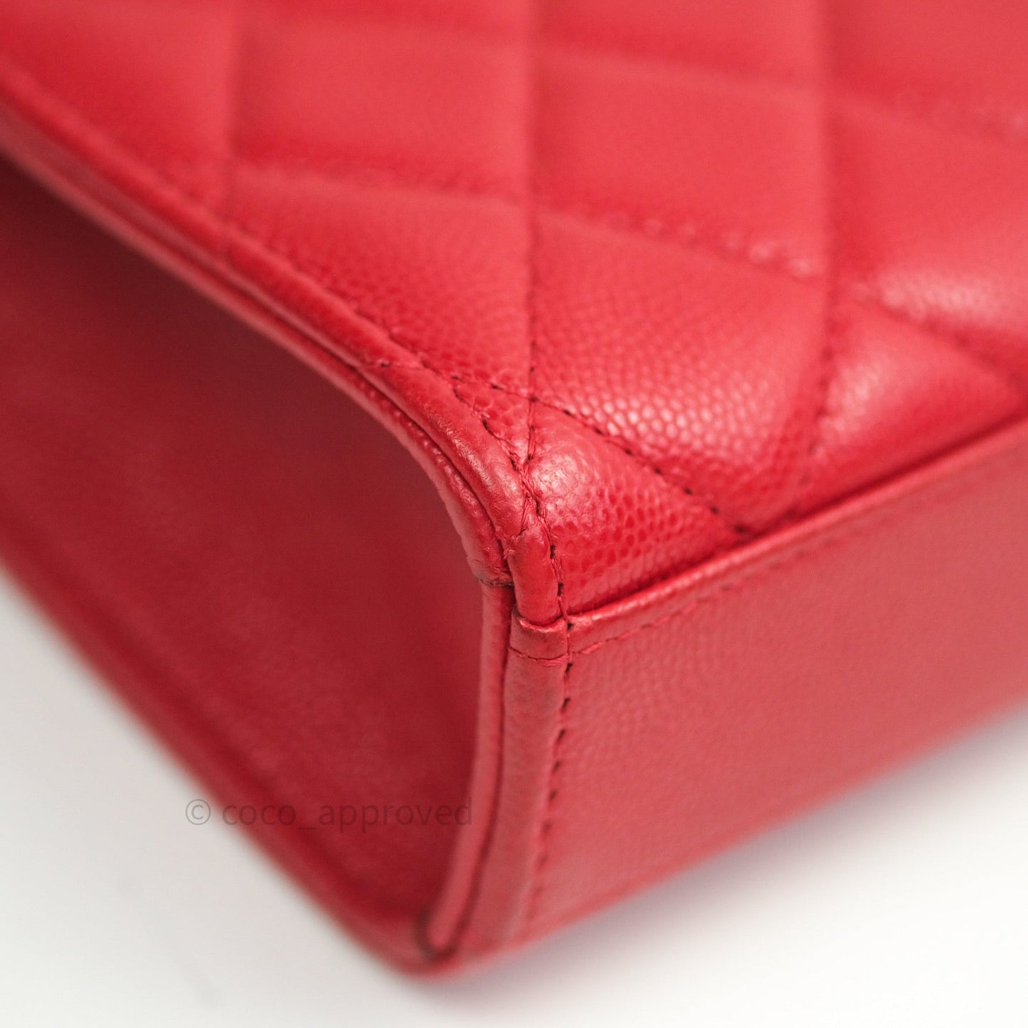 Chanel Classic Red Caviar Gold Hardware Phone Holder