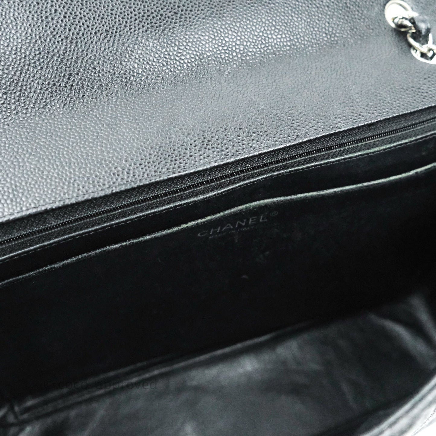 Chanel Quilted Maxi Single Flap Black Caviar Silver Hardware