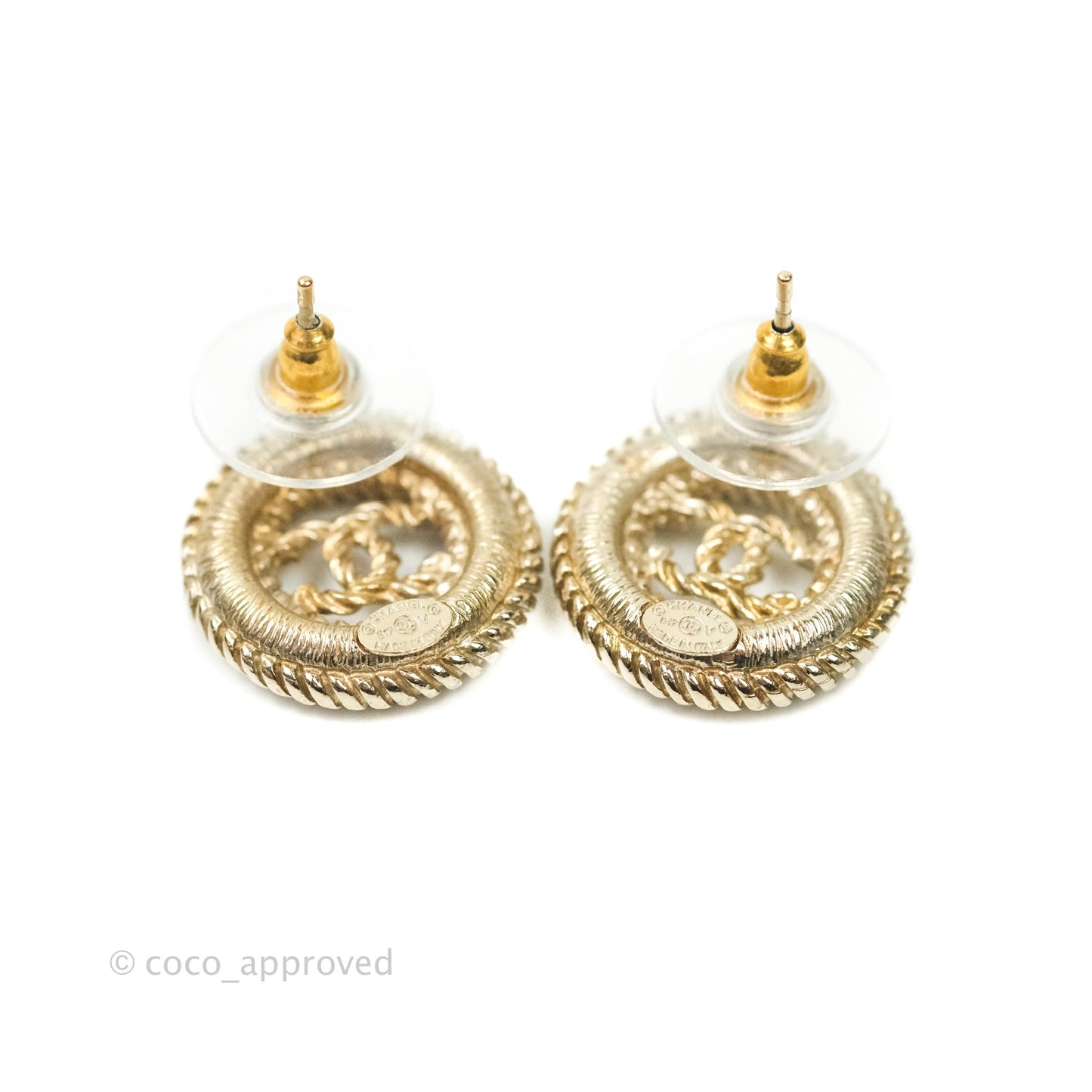 Chanel CC Twisted Round Earrings Gold Tone 17V