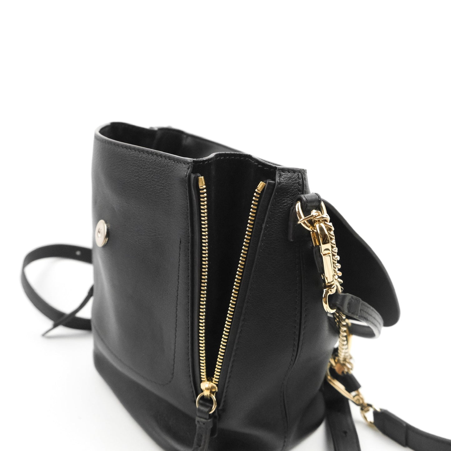 Chloe Small Faye Backpack Suede Calfskin Black Gold Hardware