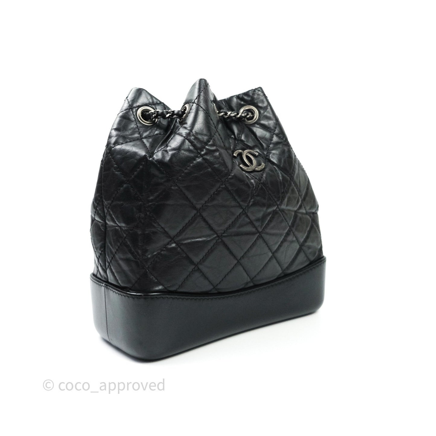 Chanel Gabrielle Backpack Black Aged Calfskin Small Navy Black