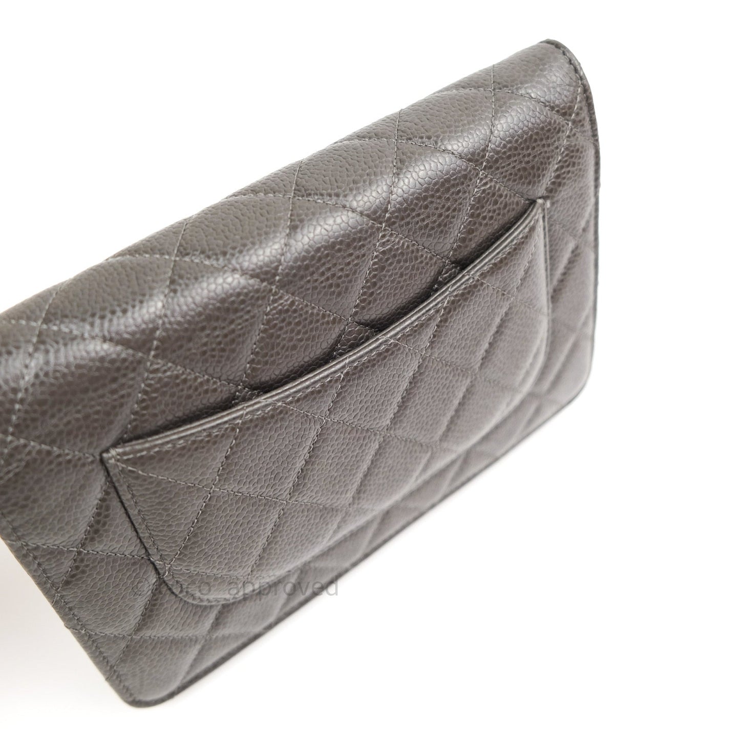 Chanel Quilted Wallet on Chain WOC Dark Grey Caviar Silver Hardware