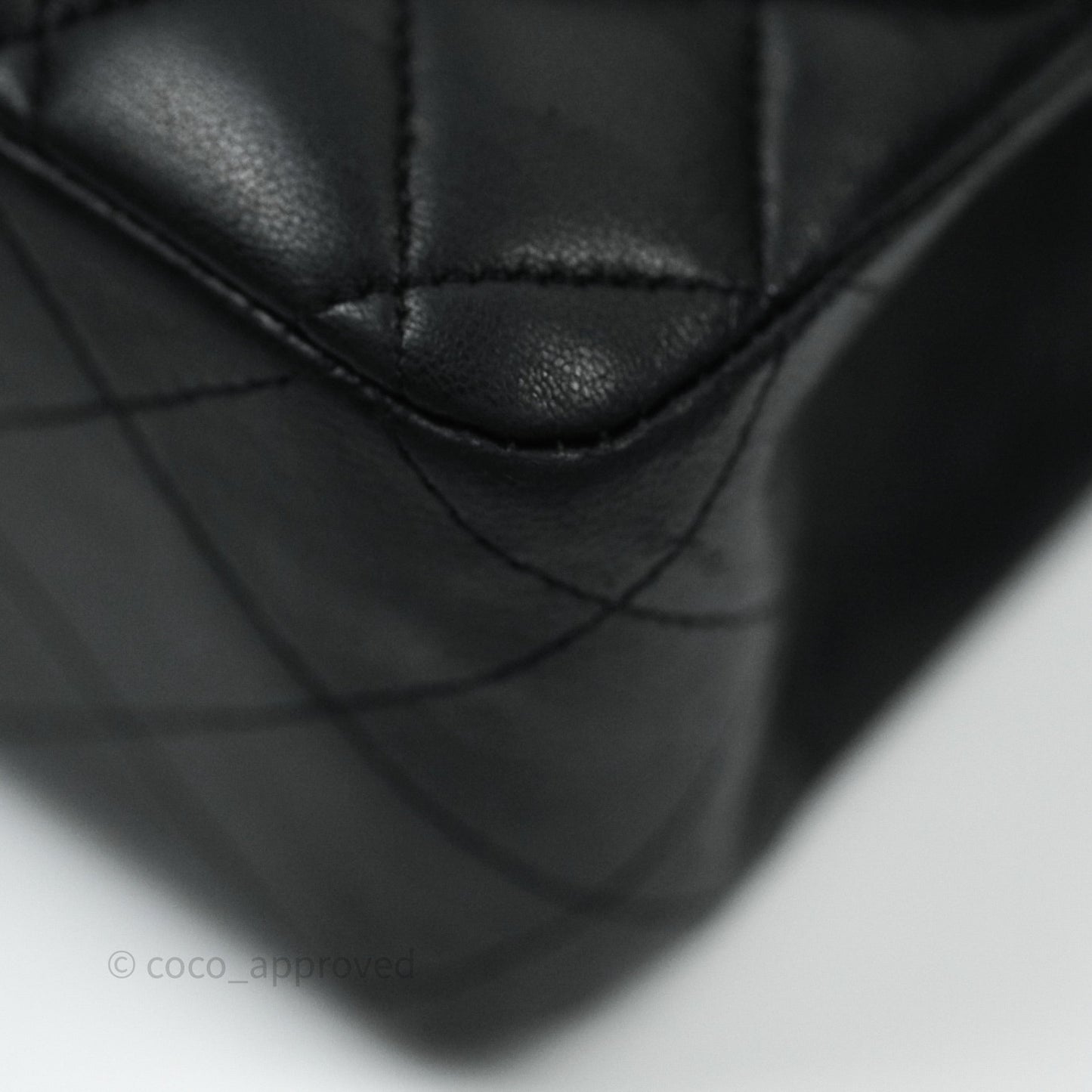 Chanel Classic M/L Medium Double Flap Black Lambskin Silver Hardware