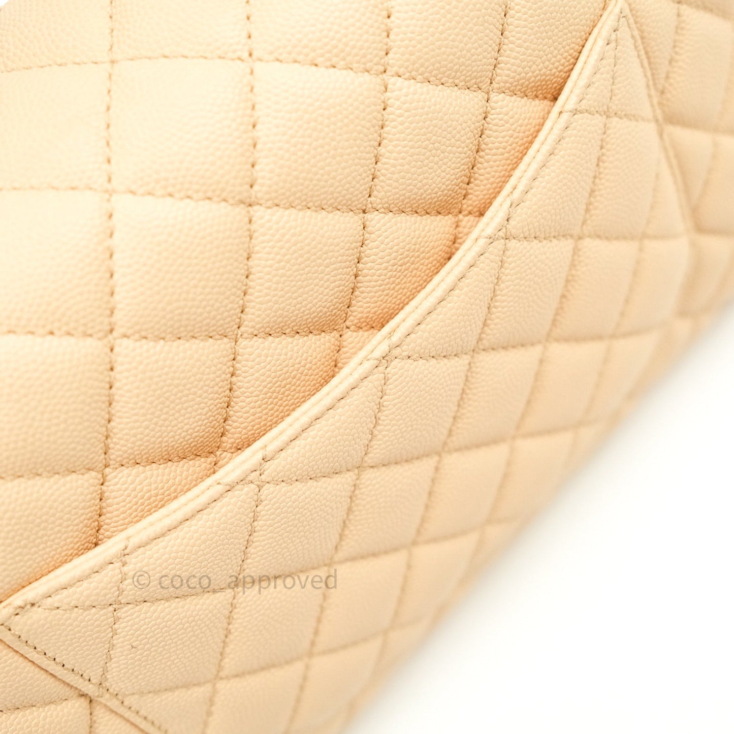 Chanel Small Coco Handle Quilted Beige Caviar Gold Hardware