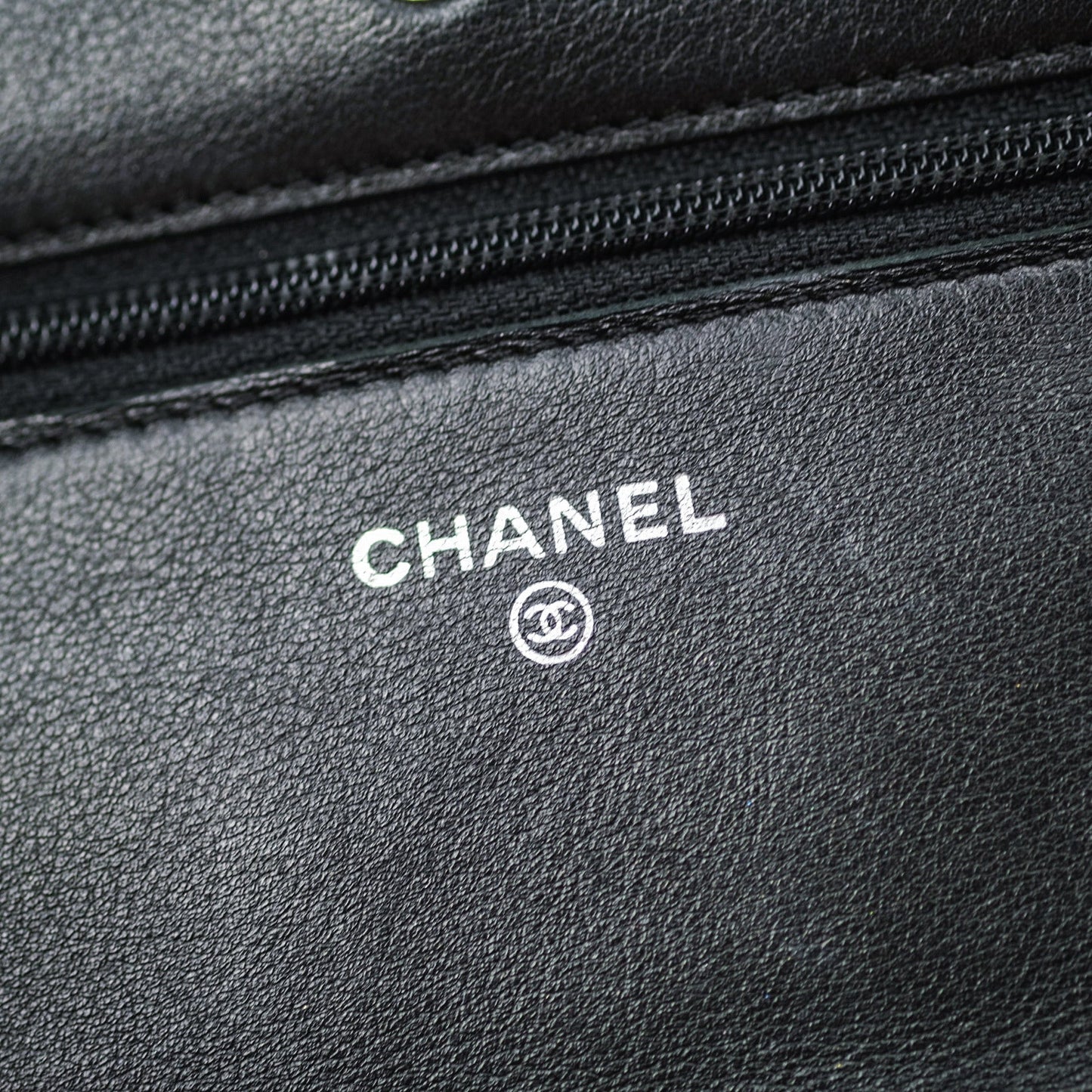Chanel Quilted Wallet on Chain WOC Dark Green Patent Leather Silver Hardware