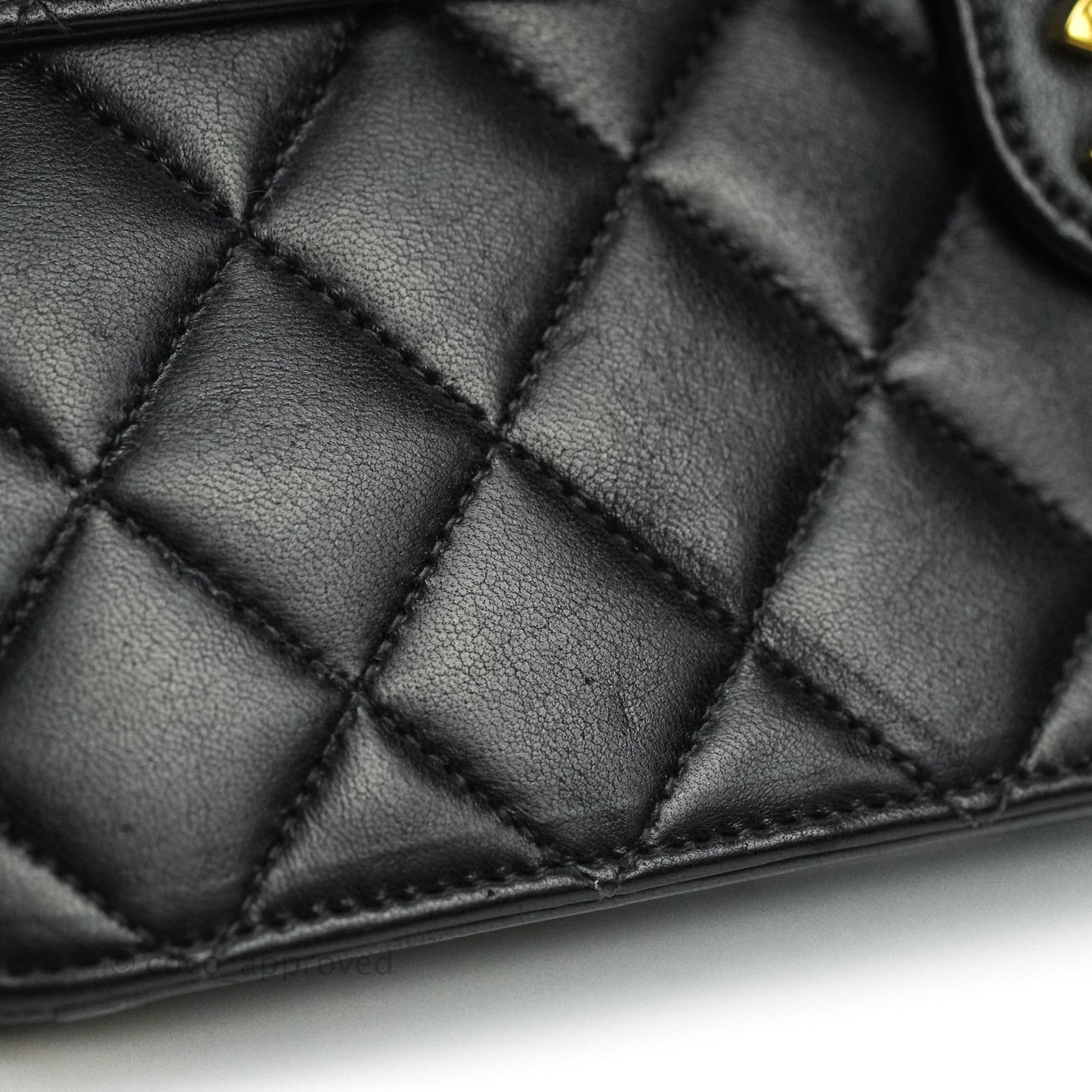 Chanel Vintage Single Flap Black Lambskin Gold Hardware