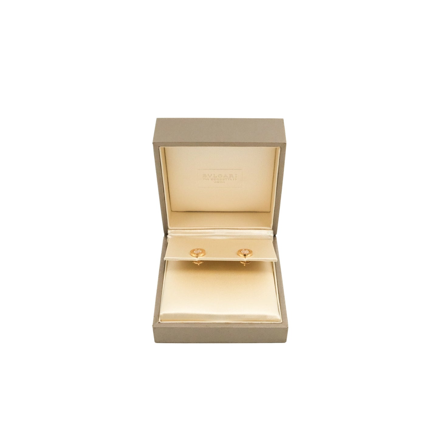 Bvlgaril Bulgari-Bulgari 18K Rose Gold Diamonds Round Earrings