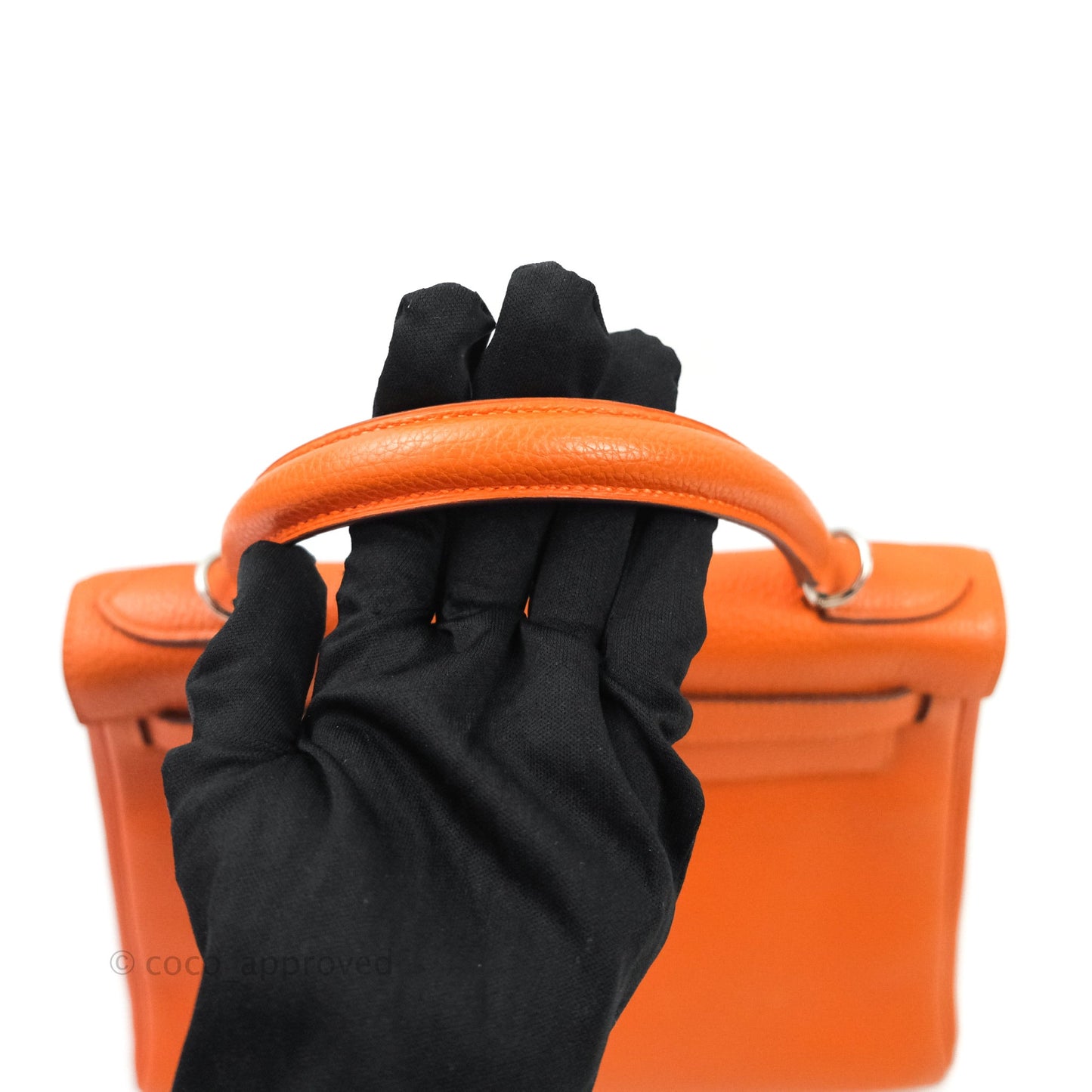 Hermès Kelly 28 Orange Palladium Hardware Togo