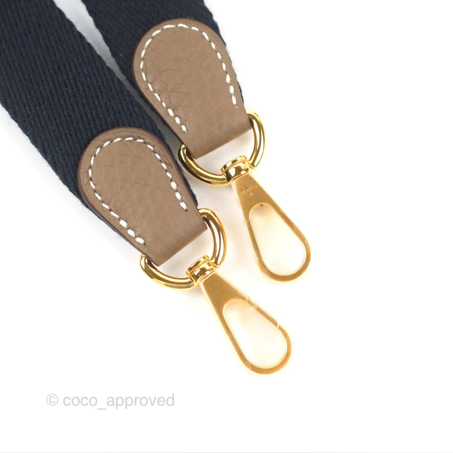 Hermès Mini Evelyne 16 Etoupe Clemence Gold Hardware with Bleu Indigo Strap