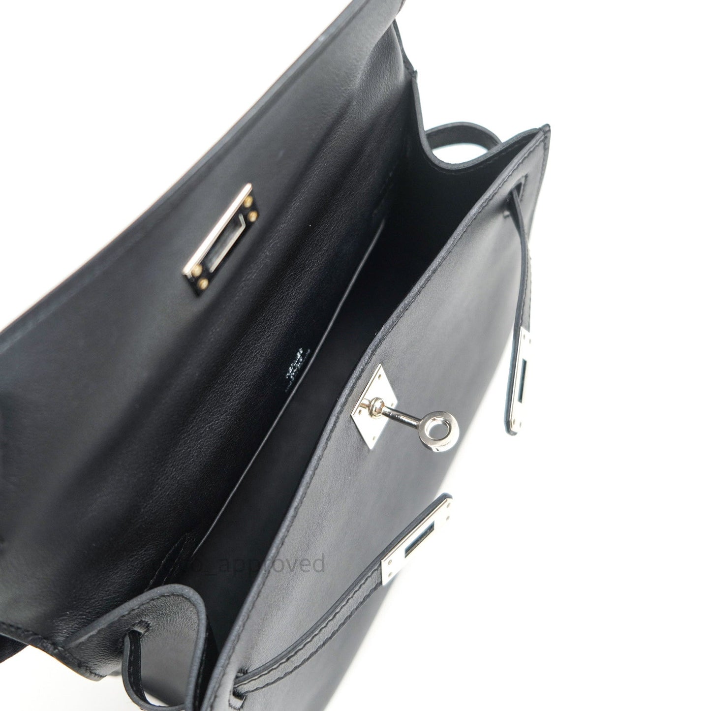 Hermès Kelly Pochette Clutch Black Swift Palladium Hardware