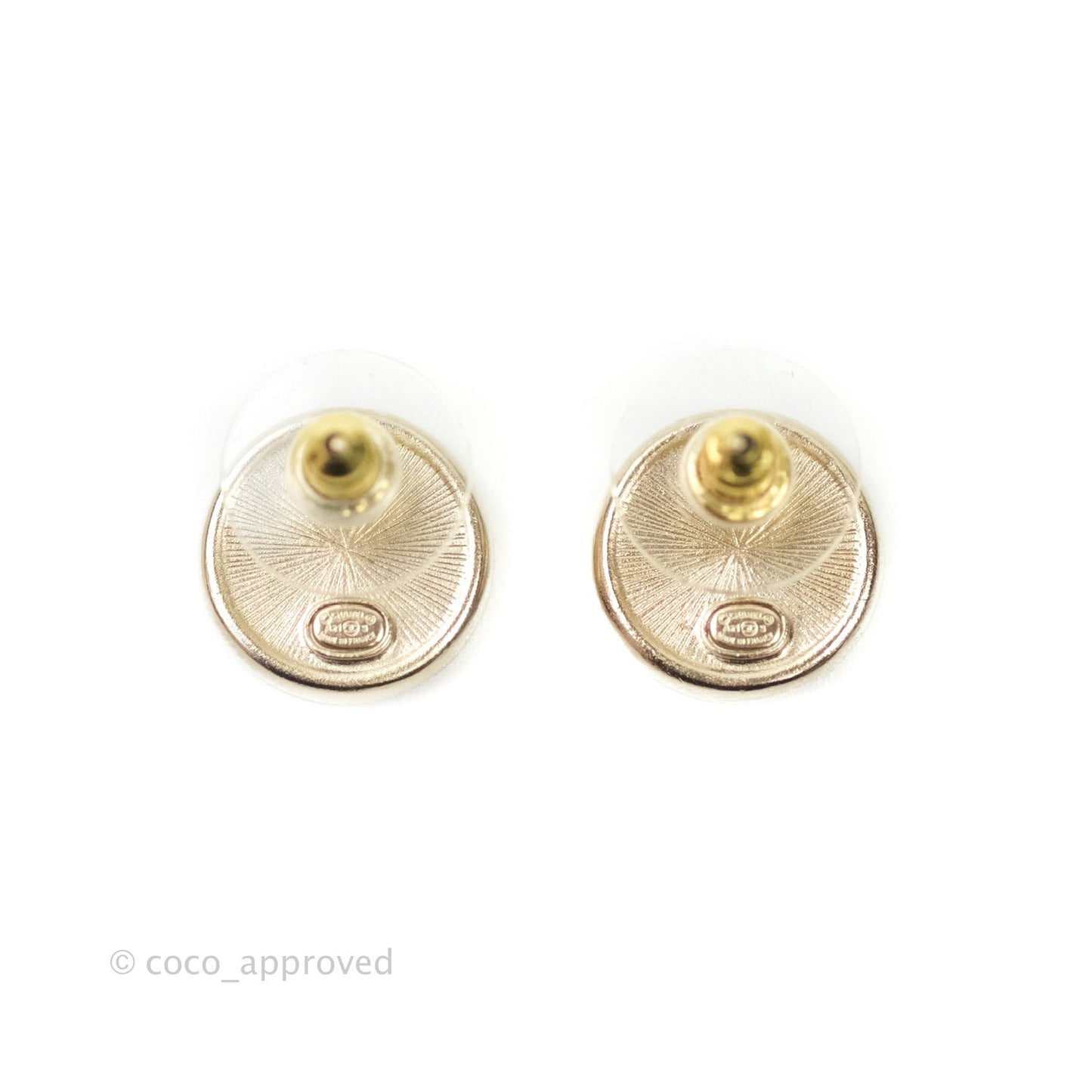 Chanel CC Rhinestone Earrings Light Gold Tone 21S