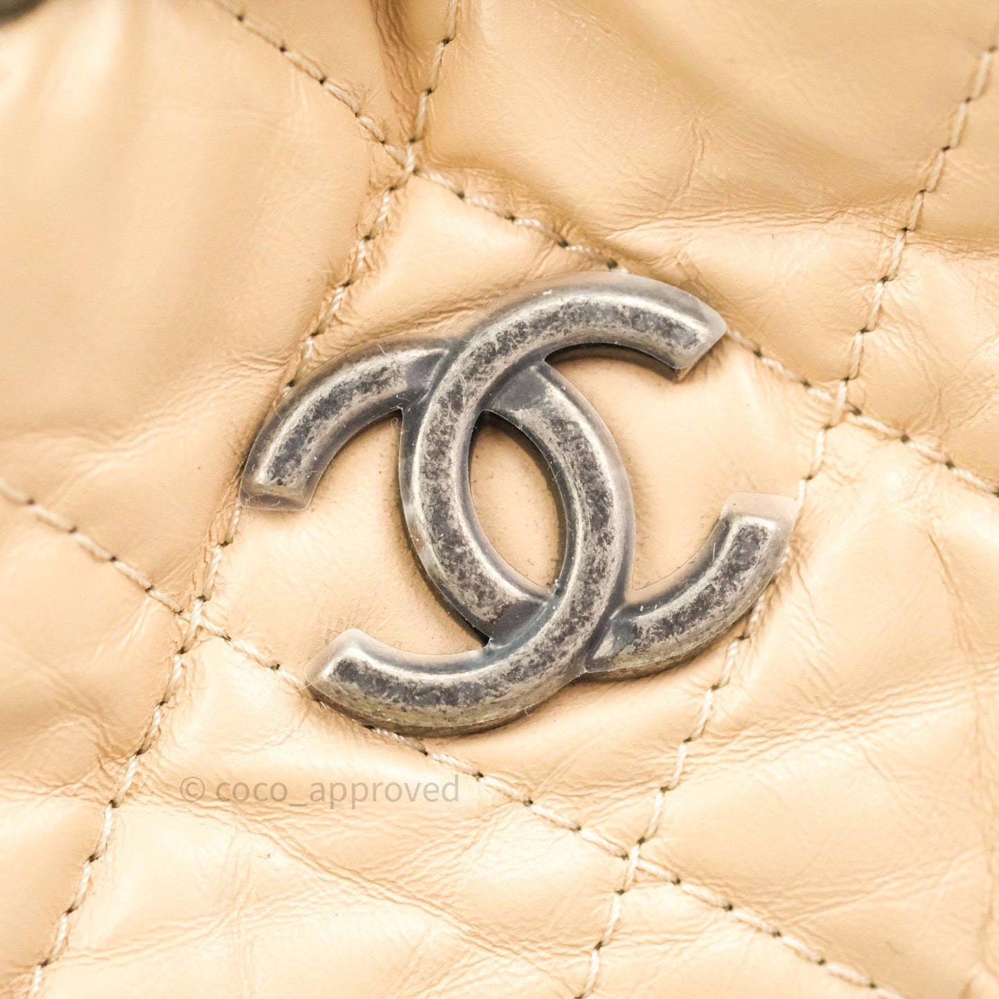 Chanel Gabrielle Backpack Black Aged Calfskin Small Beige Black