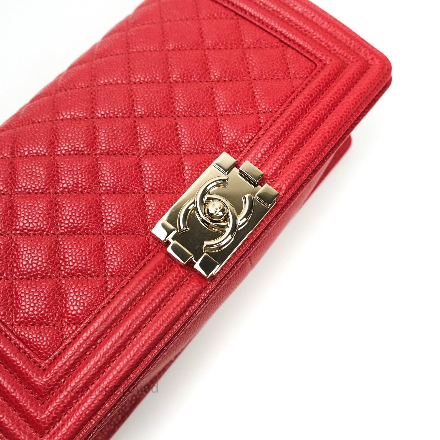 Chanel Boy Quilted Medium Red Caviar Gold Hardware