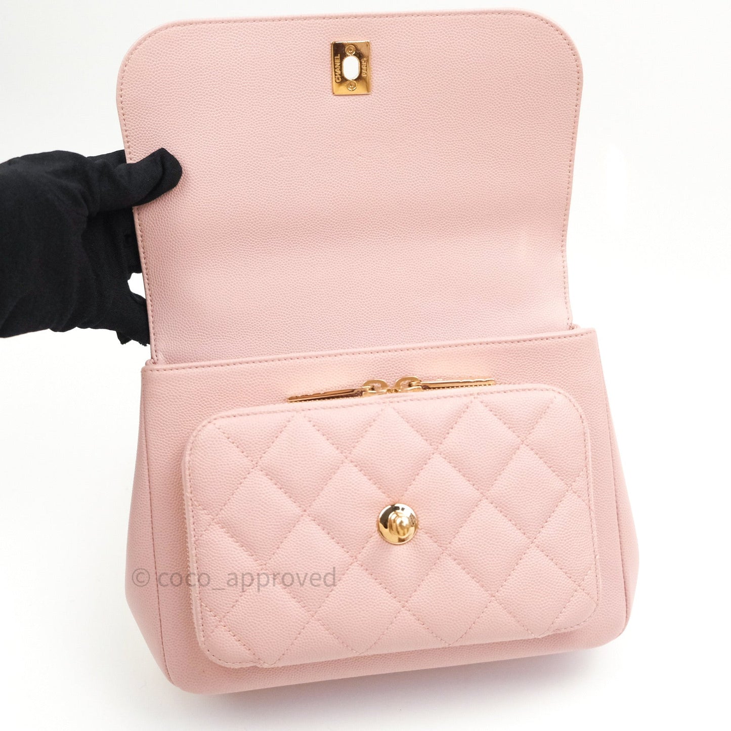 Chanel Quilted Medium Business Affinity Flap Light Pink Light Gold Hardware