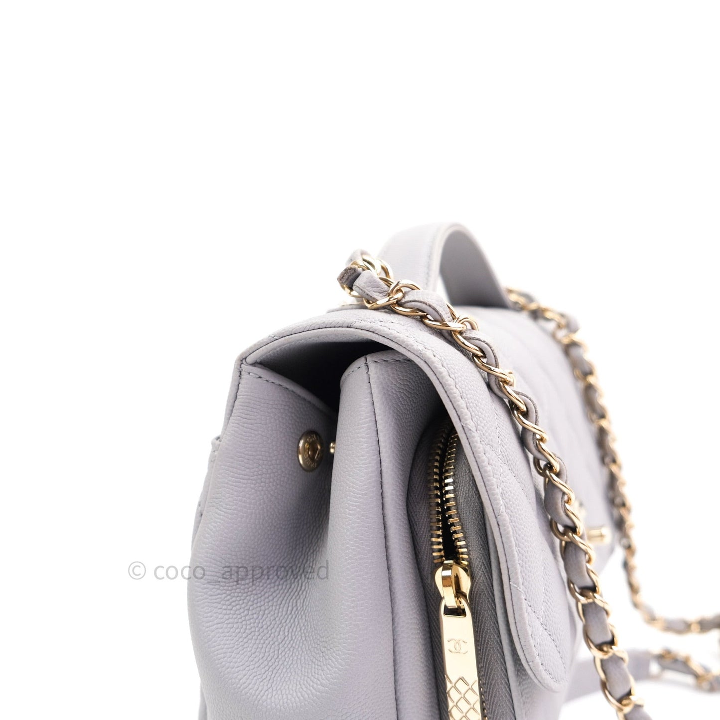 Chanel Quilted Medium Business Affinity Flap Grey Caviar Light Gold Hardware