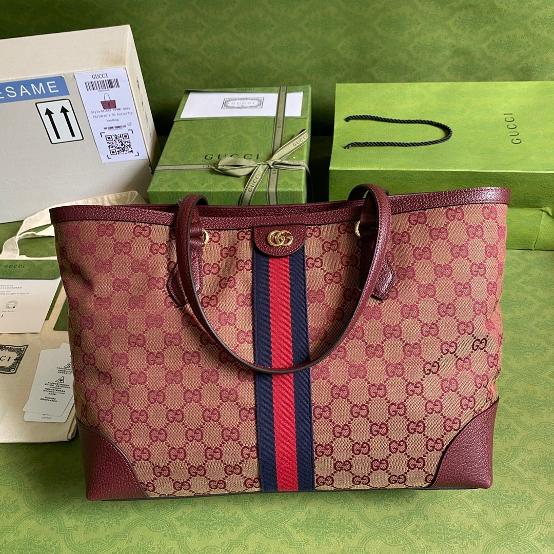Luxury Gucci Ophidia Medium Tote With Web Bag