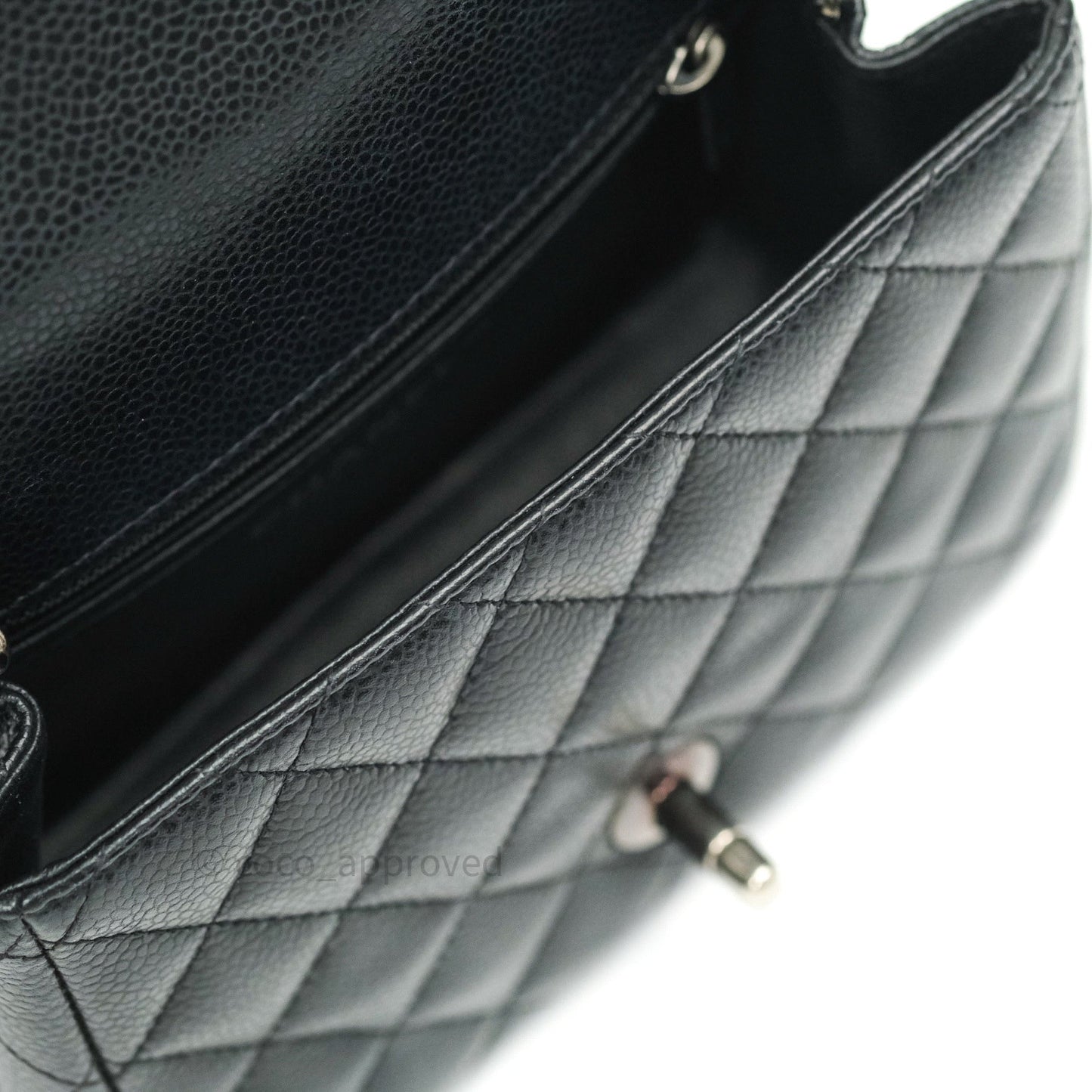 Chanel Mini Square Black Quilted Caviar Ruthenium Hardware