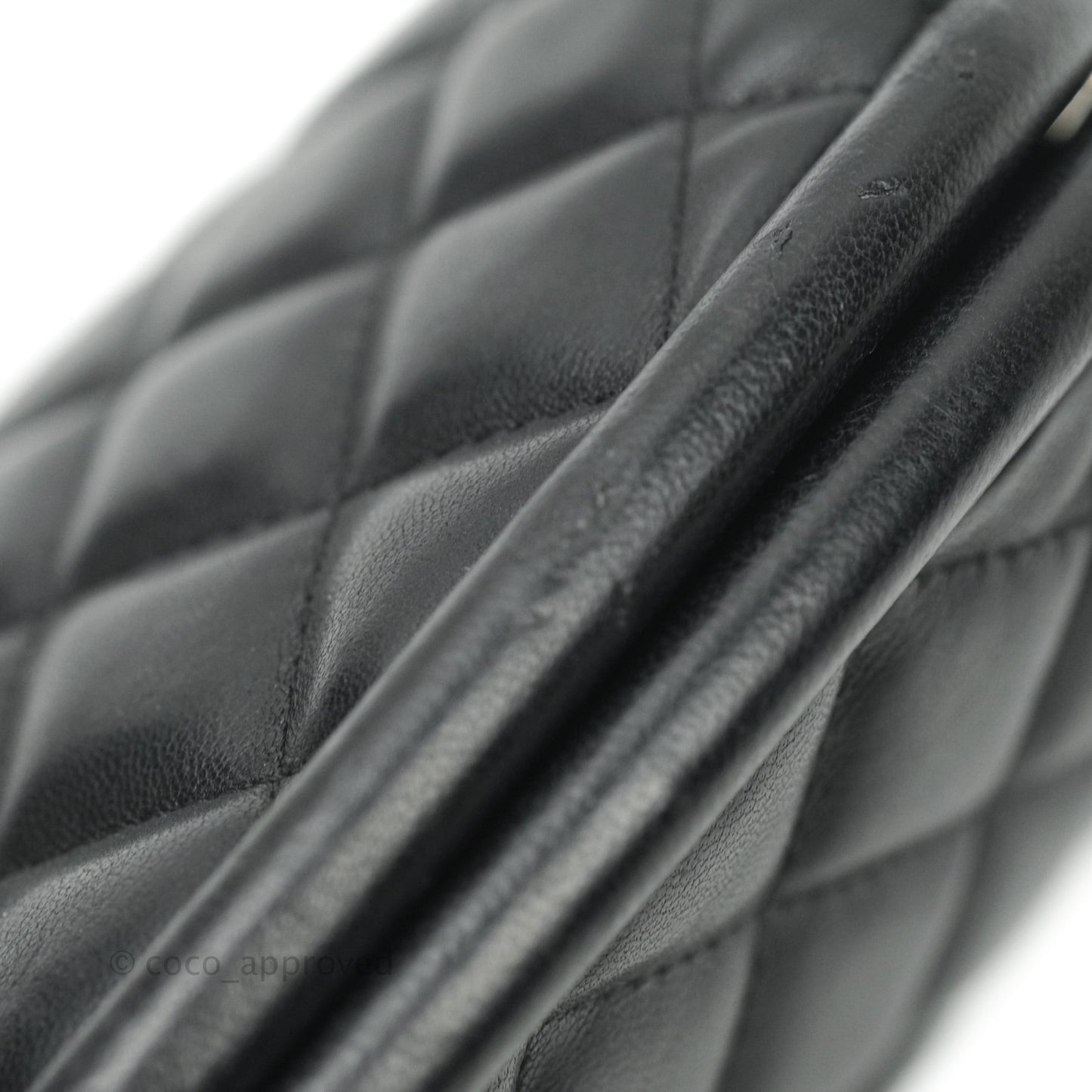 Chanel Quilted Timeless Kisslock Clutch Black Lambskin Silver Hardware