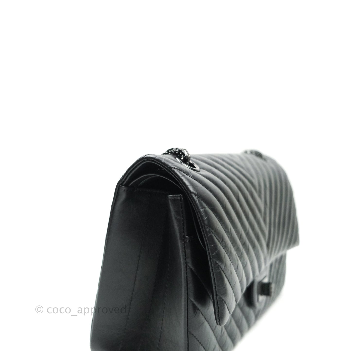 Chanel Reissue Chevron Aged Calfskin So Black Hardware 226