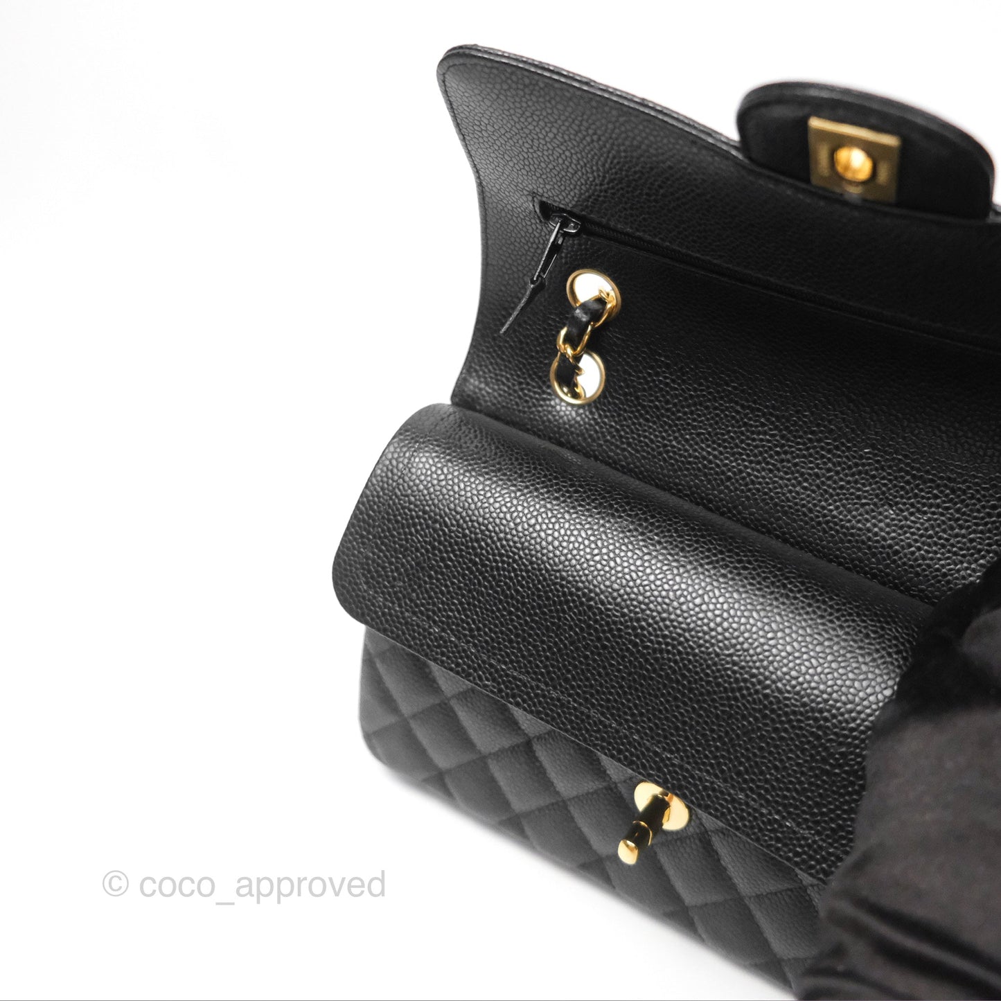 Chanel Small Classic Flap Quilted Black Caviar Gold Hardware