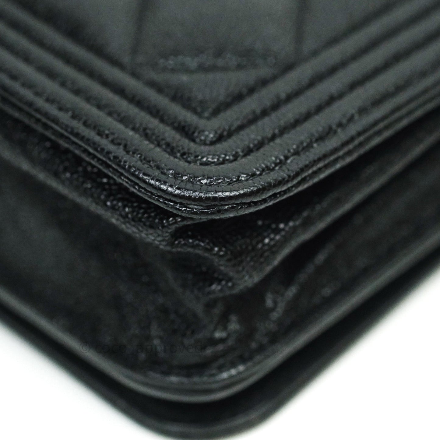 Chanel Quilted Boy Wallet on Chain WOC Black Caviar Gold Hardware