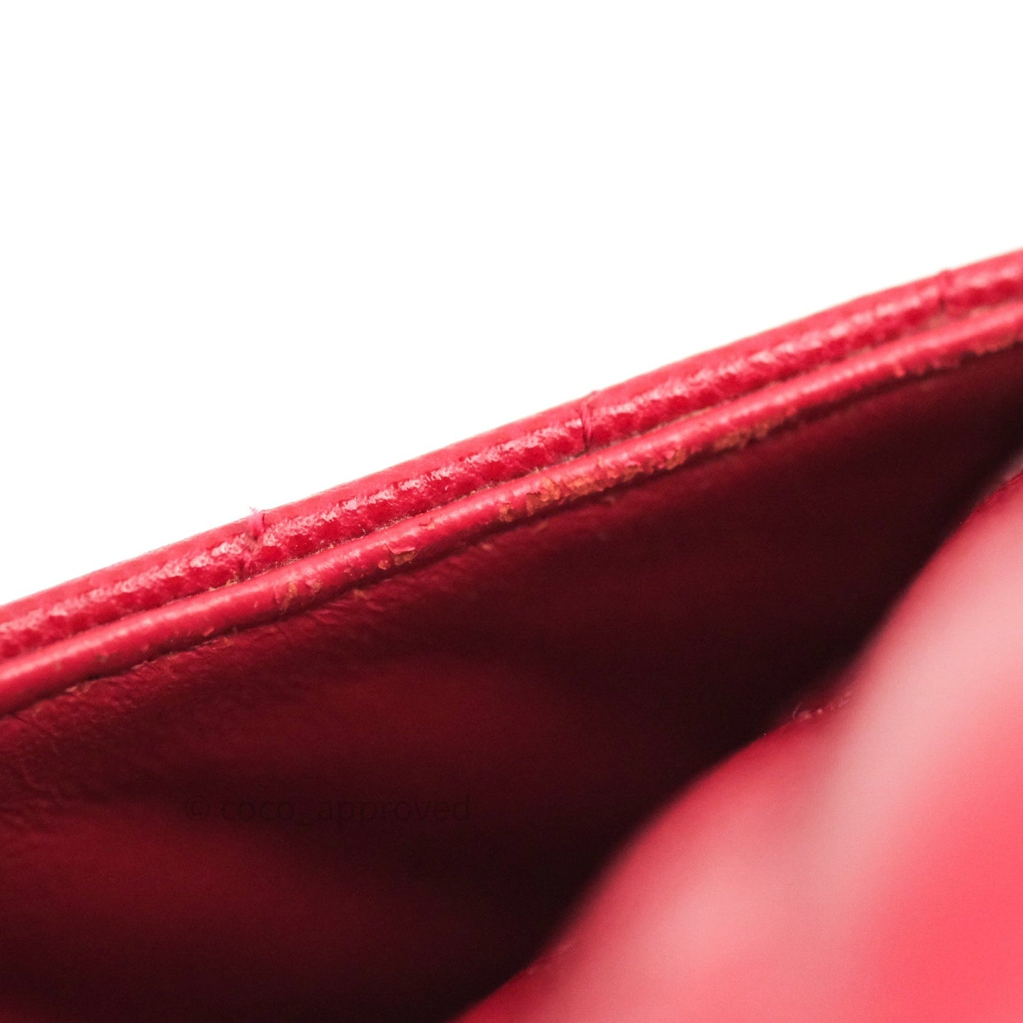 Chanel Mini Square Red Chevron Caviar Gold Hardware