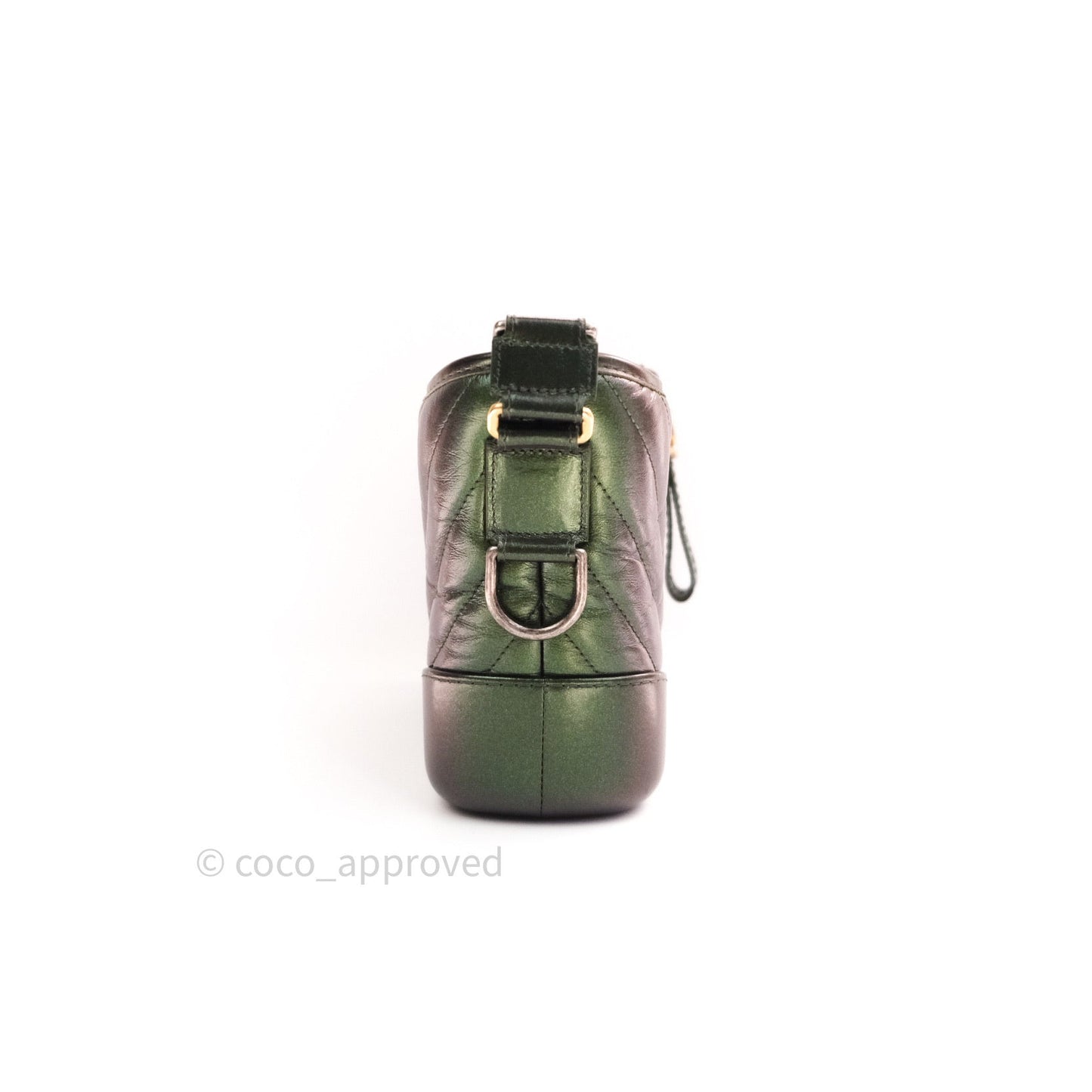 Chanel Calfskin Chevron Small Gabrielle Hobo Iridescent Green Mixed Hardware
