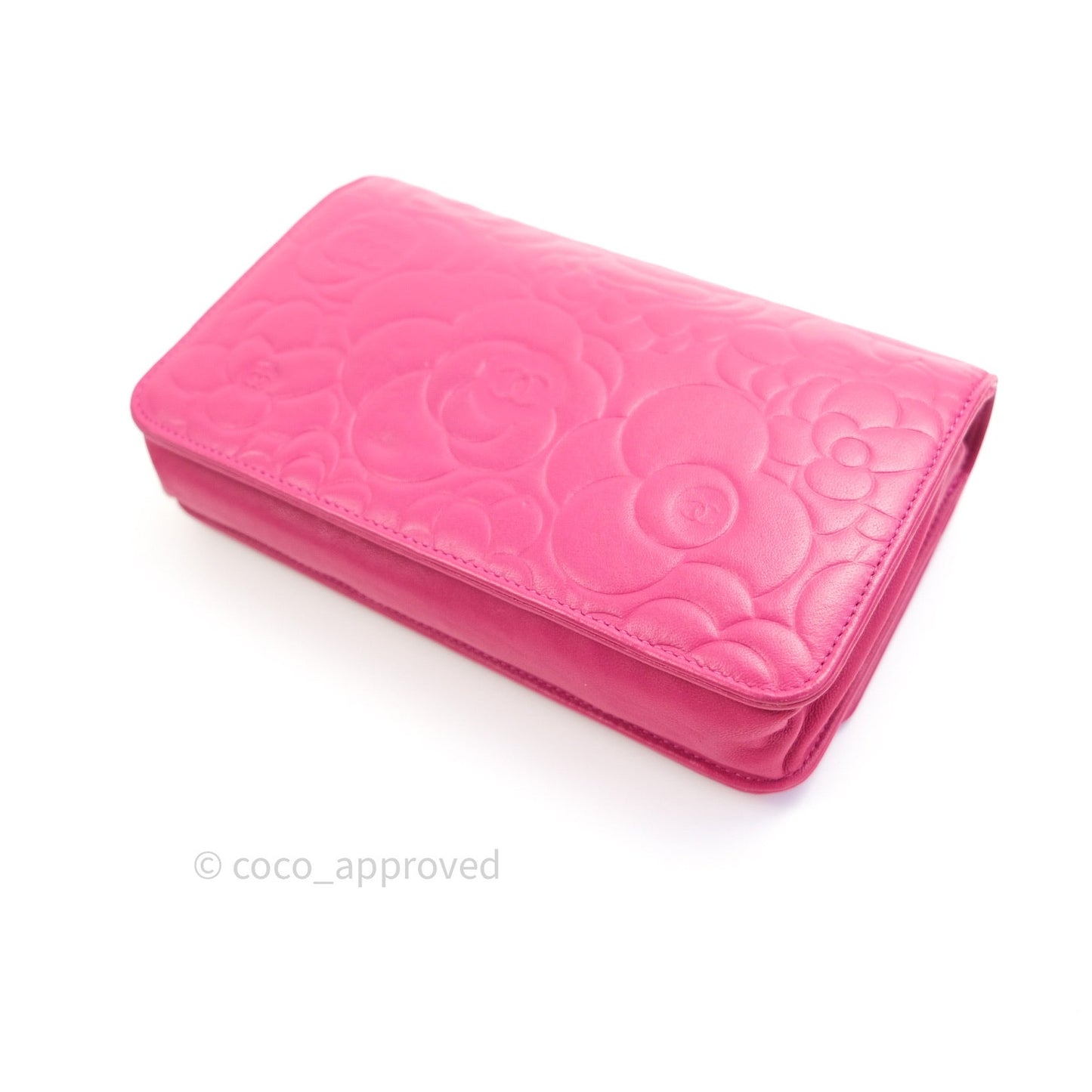 Chanel Camellia Wallet on Chain WOC Pink Lambskin Gold Hardware