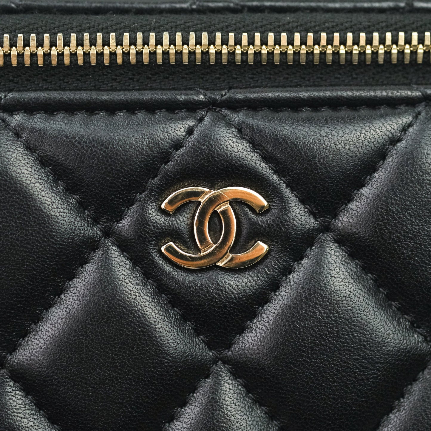 Chanel Vanity with Classic Chain in Black Lambskin Gold Hardware