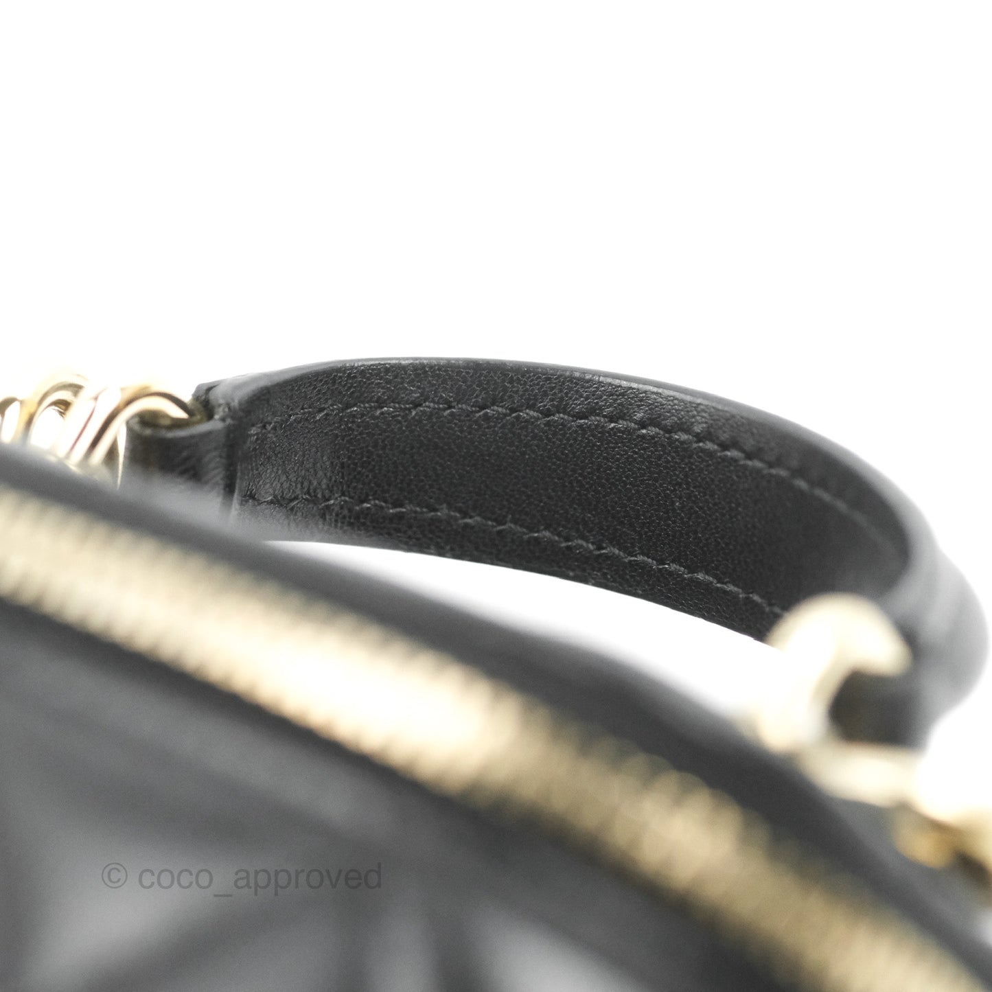 Chanel Mini Top Handle Vanity With Chain Black Lambskin Gold Hardware