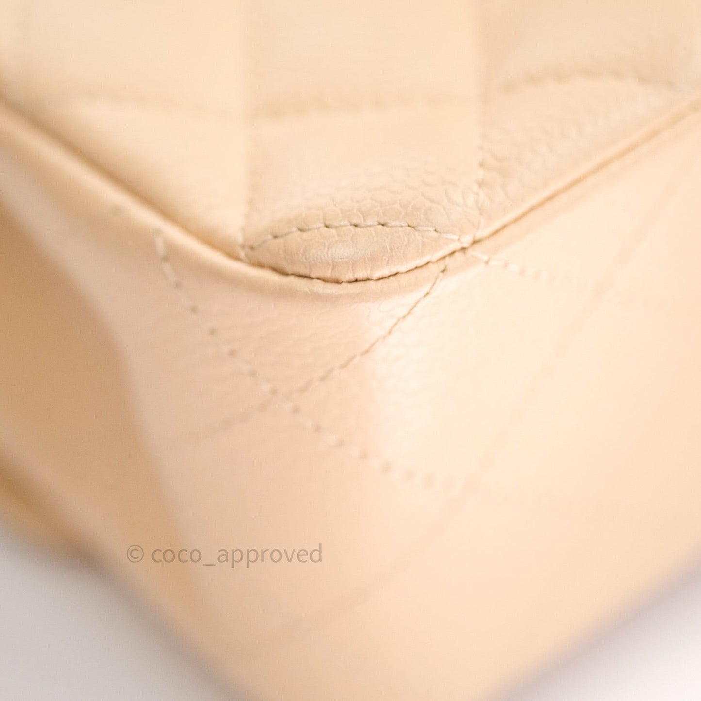 Chanel Quilted M/L Medium Double Flap Beige Clair Caviar Silver Hardware