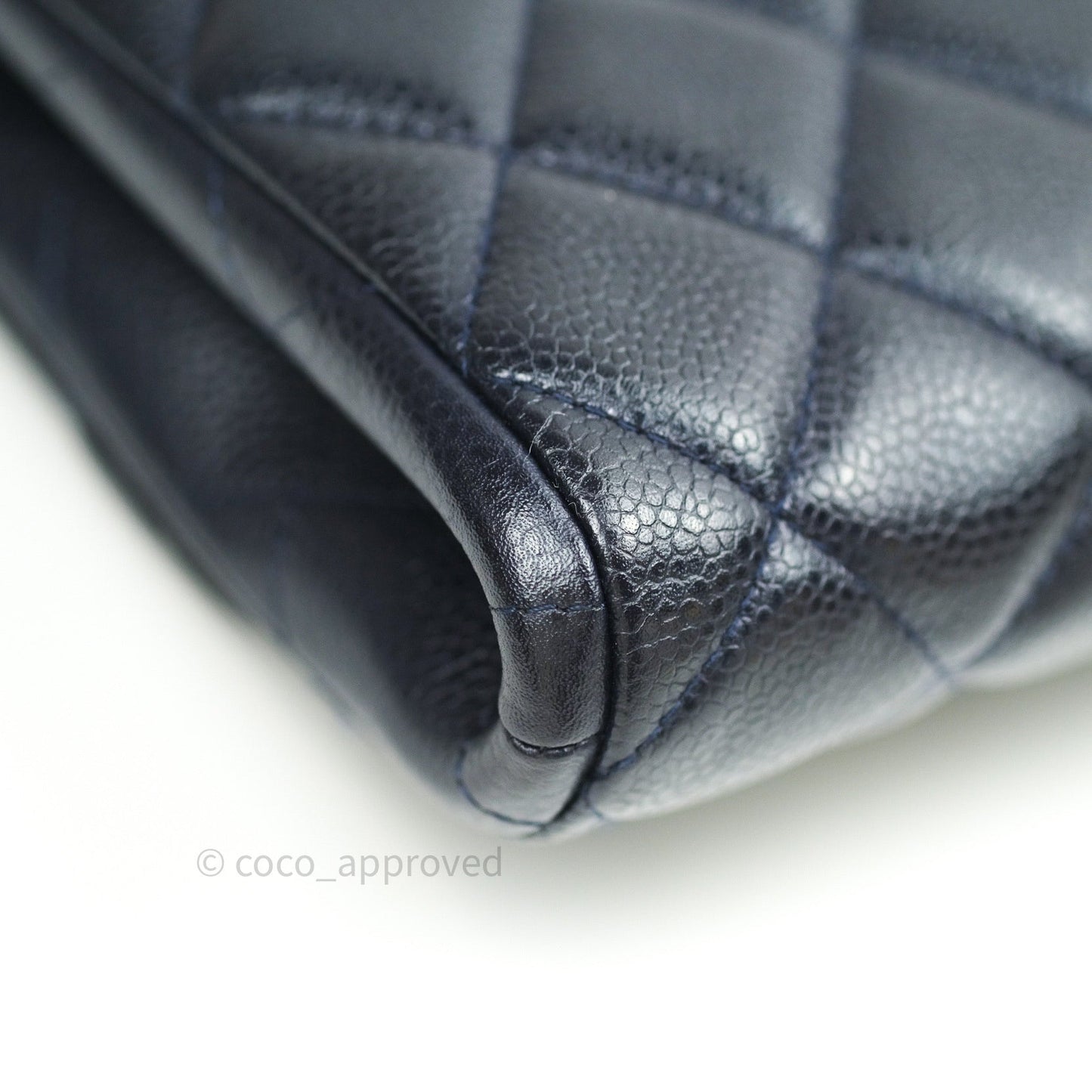 Chanel Quilted Clutch with Chain Dark Navy Caviar Silver Hardware