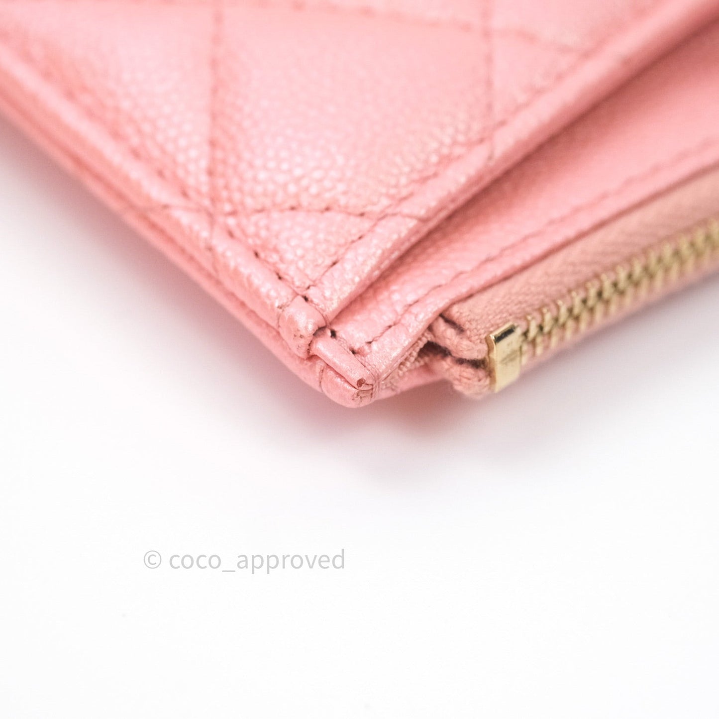 Chanel Iridescent Caviar O Case Phone Case Pouch Card Holder Pink Light Gold Hardware