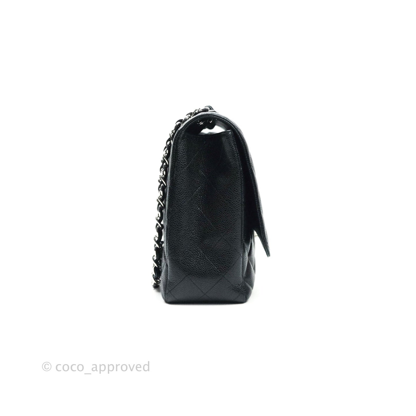 Chanel Quilted Maxi Single Flap Black Caviar Silver Hardware